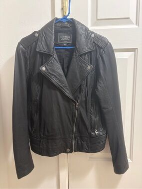 Lucky Brand Women's Black Leather Moto Biker Jacket